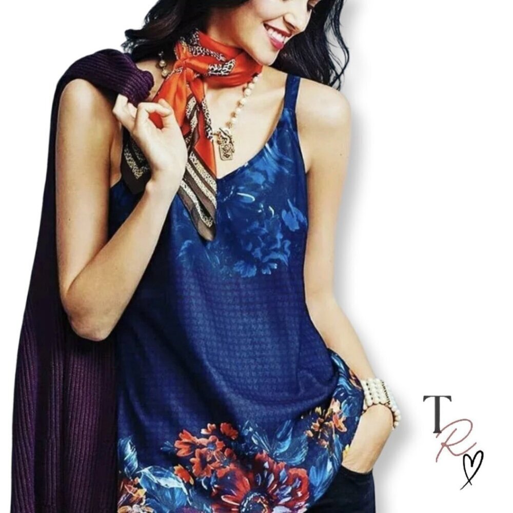 CAbi Artist Cami Camisole Tank Top in Navy and Florals Size XS